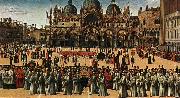 BELLINI, Gentile Procession in Piazza S. Marco oil on canvas